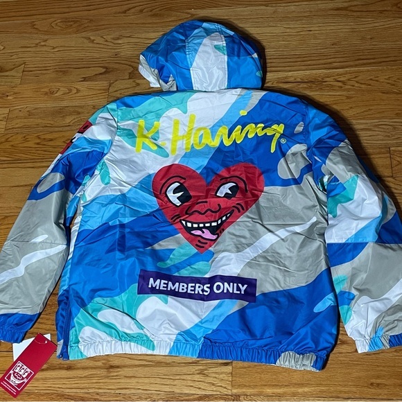 Members Only Keith Haring Limited Ed Pop Art Windbreaker Athleisure Sport Jacket - Picture 3 of 13